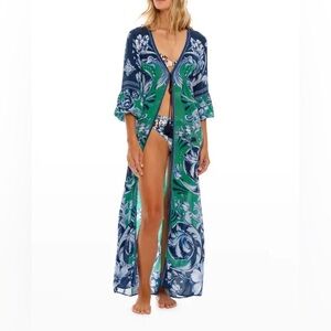 Agua Bendita Blue and Green Artistic Kimono